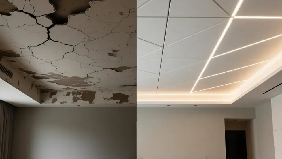 plafond avant après