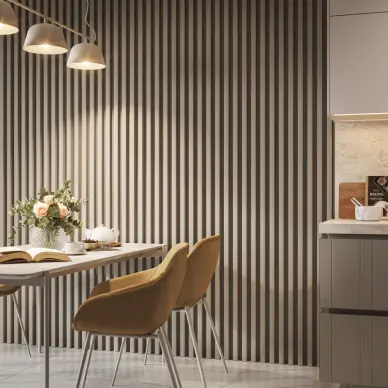 Latte de bois murale individuelle Léo Beige sable - 2