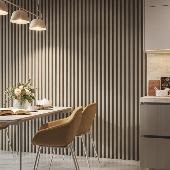 Latte de bois murale individuelle Léo Beige sable