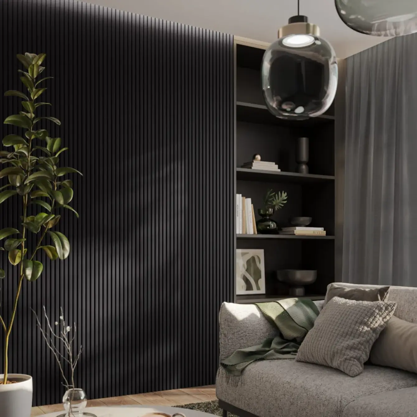 Lambris bois minilames Milo Noir
