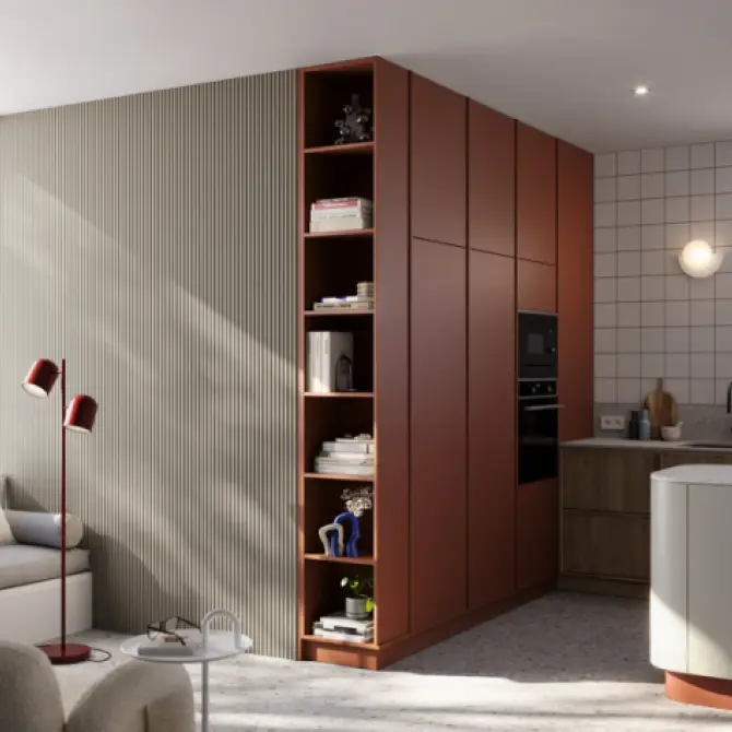Panneau mural bois arrondi Sacha Beige sable