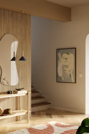 Panneau mural bois effet vague Naya Chêne naturel
