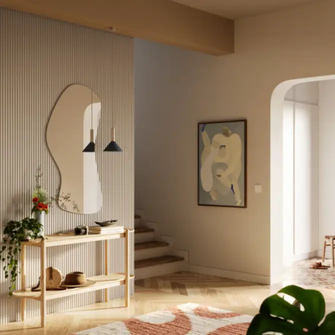 Panneau mural bois effet vague Naya Beige sable