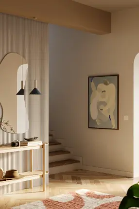 Panneau mural bois effet vague Naya Beige sable