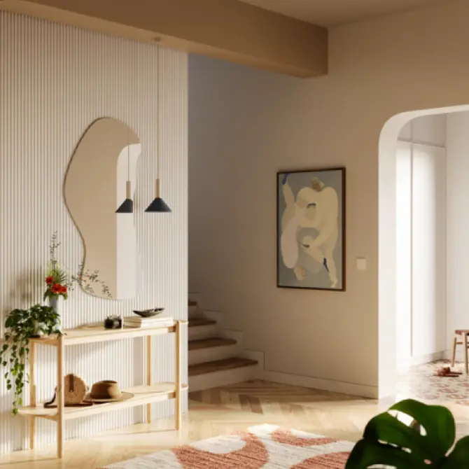 Panneau mural bois effet vague Naya Blanc