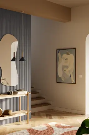 Panneau mural bois effet vague Naya Gris ardoise