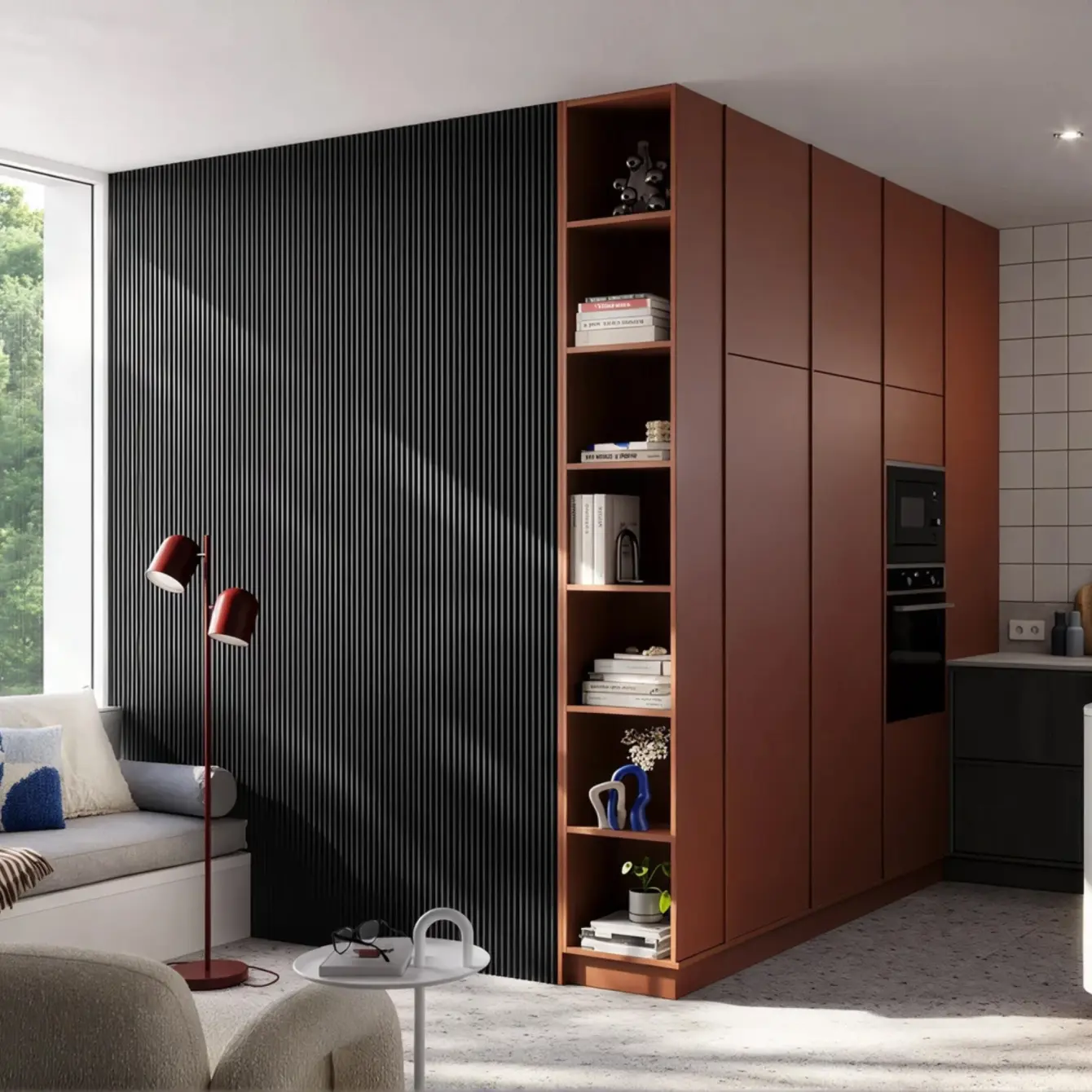 Panneau mural bois arrondi Sacha Noir