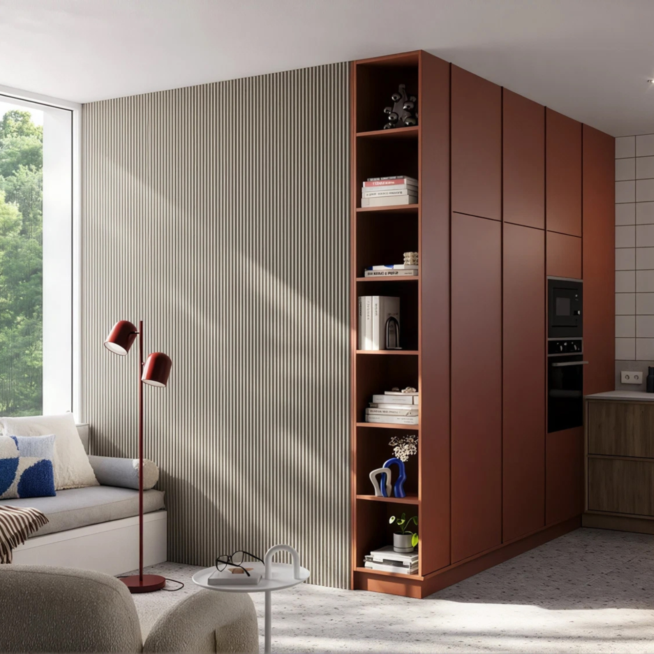 Panneau mural bois arrondi Sacha Beige sable